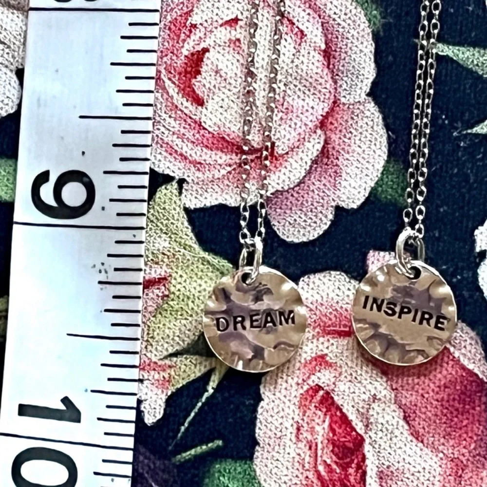 🆕 925 Sterling Silver Dream & Inspire Set of 2 Necklaces